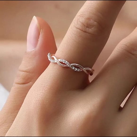 Rose Gold Over Silver Swisted Ring - Picture 8 of 8